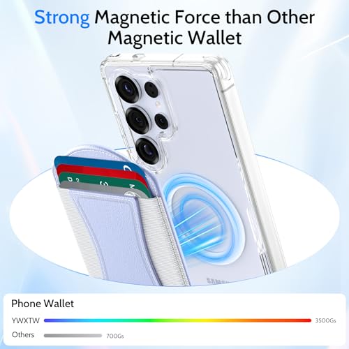 YWXTW 2026 Upgraded Magnetic Wallet for Samsung Galaxy S26/S25/S24 Series and iPhone 17/16/15/14/13/12 Models, 6 Cards Holder, Minimalist Slim Leather Magnet Wallet - color: Light Purple