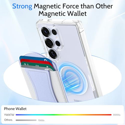 YWXTW 2026 Upgraded Magnetic Wallet for Samsung Galaxy S26/S25/S24 Series and iPhone 17/16/15/14/13/12 Models, 6 Cards Holder, Minimalist Slim Leather Magnet Wallet - color: Light Purple