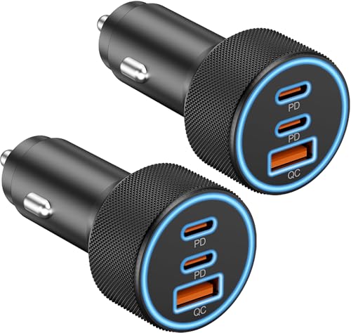 USB C Car Charger, 3Port 67W Dual USBC & USB-A Car Phone Fast Power Adapter - style: 2-Pack
