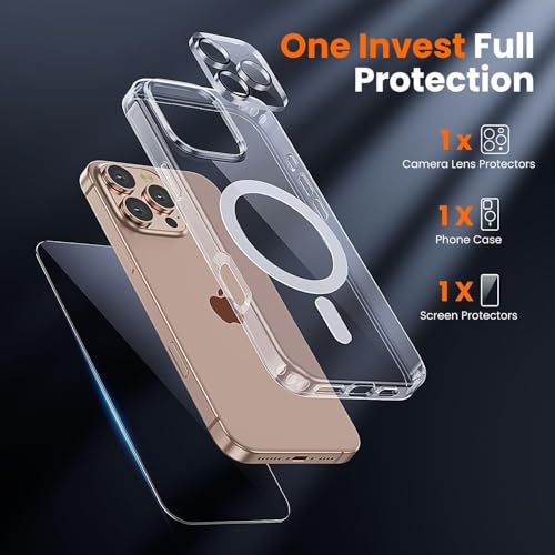 Privacy Case for iPhone 16 Pro,Magnetic iPhone 16 Pro Phone Case Clear with Privacy Screen Protector & Camera Protector [Compatible with MagSafe] Shockproof Slim Cover for iPhone 16Pro - size: iPhone 16 Pro