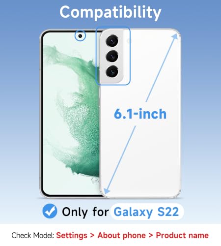 USLAI Case for Samsung Galaxy S22 5G, Anti-Yellowing, Crystal Clear Back, Shockproof & Military‑Grade Drop Protection - Transparent - color: Clear, size: Galaxy S22