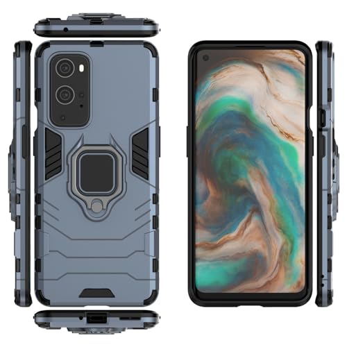 Max Power Digital Magnet Case for OnePlus 9 Pro Shockproof Hard Phone Cover with Grip, Metal Ring Kickstand Bumper Shell [Compatible with Magnetic Car Mount] (Navy) - color: Navy, size: OnePlus 9 Pro