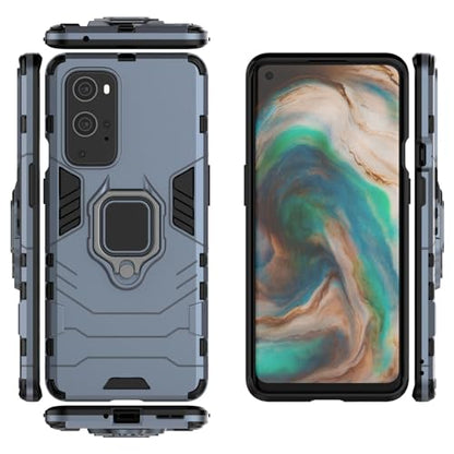 Max Power Digital Magnet Case for OnePlus 9 Pro Shockproof Hard Phone Cover with Grip, Metal Ring Kickstand Bumper Shell [Compatible with Magnetic Car Mount] (Navy) - color: Navy, size: OnePlus 9 Pro