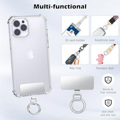 MoKo 2pcs Phone Tether Tab, Stainless Steel Cell Phone Lanyard Pads - color: Silver