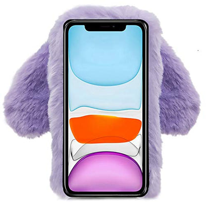 Rabbit Ear Case for Moto G Power 5G 2024 with Crossbody Strap, Plush Bumper Protective Cover, Purple - color: Purple, size: Moto G Power 5G 2024