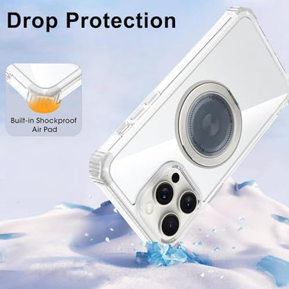 Clear Case for iPhone 13 Pro Max Magnetic 360 Rotatable Ring Stand | Military Grade Heavy Duty Cover with 360 Rotatable Ring Kickstand -260417 - color: Clear, size: iPhone 13 Pro Max