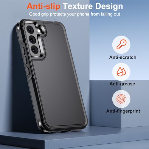 zapica Designed for Samsung Galaxy S22 Case, Black | Military Grade Drop Protection, Dual Layer Structure Design, Heavy Duty Shockproof Non-Slip Phone Cover - color: Black, size: Samsung Galaxy S22 6.1''