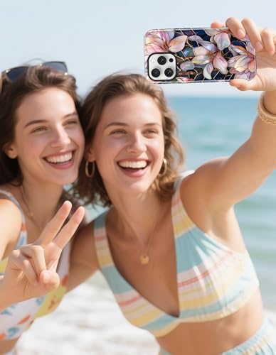 Magnetic Flower Phone Case for iPhone 17 Pro, White Magnolia | Compatible with MagSafe, Cute Stained Glass Floral Aesthetic, TPU and PC Shockproof Protective Phone Cover for Women Girls - color: Staind Glass White Magnolia