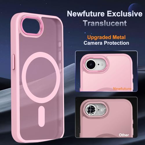 Newfuture Designed for iPhone 17e Case & iPhone 16e Case with Magnetic [13 FT Military Drop Protection] [Compatible with Magsafe] Translucent Shockproof with Anti-Fingerprint Phone Case, Chalk Pink | Military Drop Protection, Slim Matte Anti-Fingerprint,