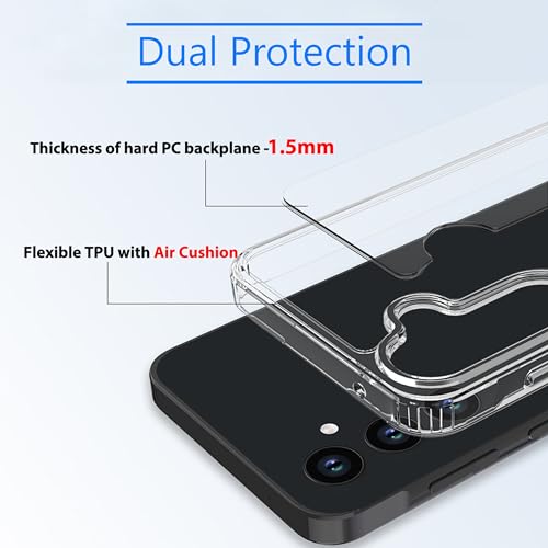 Crystal Clear case for Samsung Galaxy A15 5G/4G [Non-Yellowing][10FT Military Grade Protection] Anti-Scratch Protective Transparent Cover with Acrylic Hard(Back) + Soft TPU Bumper(Sides) Clear