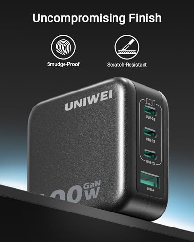 100W USB C Charger Block, 4-Port GaN and Ultra-Compact Wall Adapter, for MacBook, iPhone 17/16 Series, Samsung Galaxy, Pixel, and More