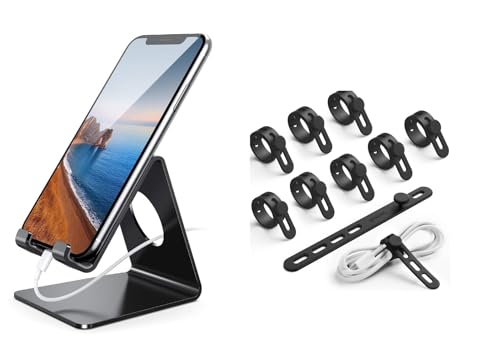 Lamicall Silicone Cord Organizer Ties + Cell Phone Stand