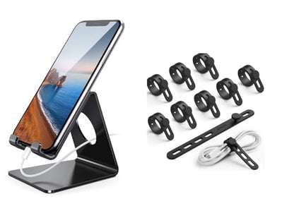 Lamicall Silicone Cord Organizer Ties + Cell Phone Stand