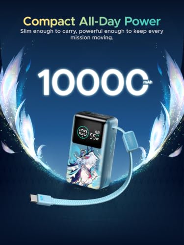 UGREEN x Honkai Star Rail 10000mAh 55W Built-in Cable Power Bank - color: Cyan