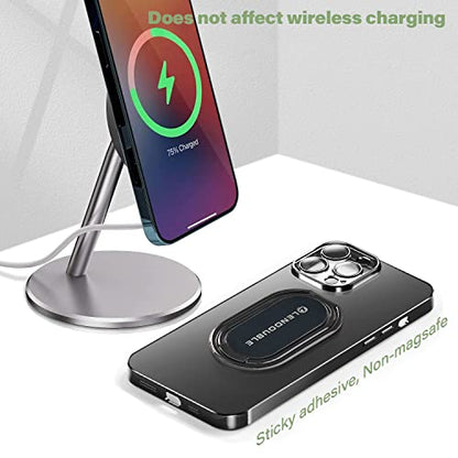 Phone Ring Holder Finger Kickstand, Ultra-Thin Metal Hand Grip, Black - color: Adhesive- Black