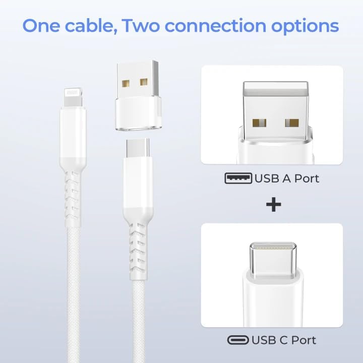 Elebase USB C to Lightning Charger Cable 3.3FT with USB Adapter - color: Straight-White, size: 3.3 FT