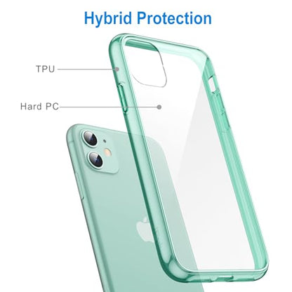 JETech Case for iPhone 11, Anti-Yellowing, Green | Shockproof Protection, Scratch Resistant Hard PC Back, Durable Transparent TPU Bumper - color: Green