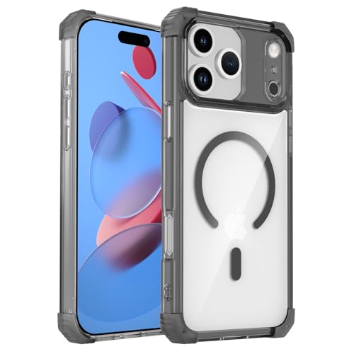 Magnetic Clear Case for iPhone 17 Pro Case Crystal Clear, [Anti-Yellowing][Military-Grade Protection], Shockproof Protective Bumper Cute Transparent Slim, Compatible with MagSafe, Clear Black - color: Black, size: for iPhone 17 Pro