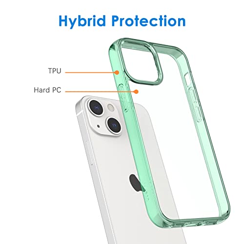 JETech Case for iPhone 13, Anti-Yellowing, Midnight Green | Shockproof Protection, Scratch Resistant Hard PC Back, Durable Transparent TPU Bumper - color: Midnight Green