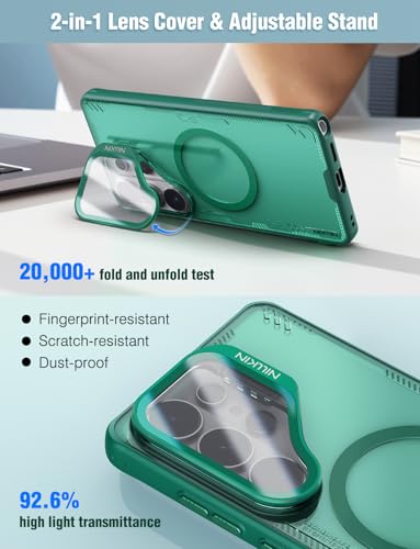 Nillkin Magnetic Case for Samsung Galaxy S26 Ultra, [2-in-1 Lens Cover & Hidden Kickstand] [MagSafe Compatible & Anti-Yellowing] Shockproof S26 Ultra Translucent Slim Case for Men Women, Clear Green - color: Clear Green