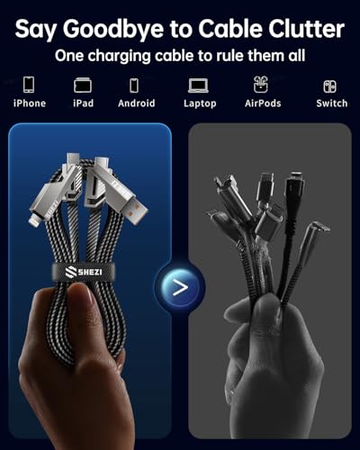 [Apple MFi Certified] 4-in-1 USB C Cable 60W Lightning Cable Fast Charging - color: Grey, size: 5FT