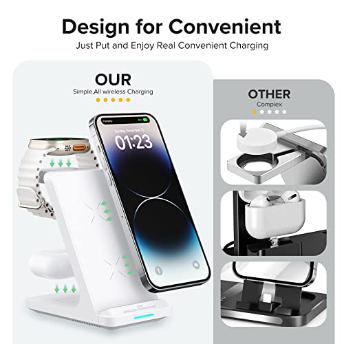 3 in 1 Fast Wireless Charging Station for Multiple Apple Devices - color: White