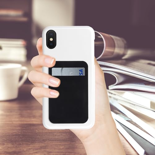 Beaupretty 2pcs Adhesive Phone Card Holder Cellphone Wallet with Elastic Stretch Fabric, Black Sticky Mobile Phone Wallet Pocket for Smartphones