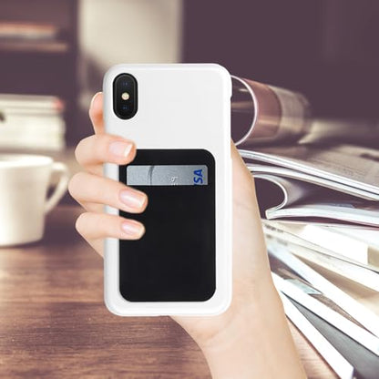 Beaupretty 2pcs Adhesive Phone Card Holder Cellphone Wallet with Elastic Stretch Fabric, Black Sticky Mobile Phone Wallet Pocket for Smartphones