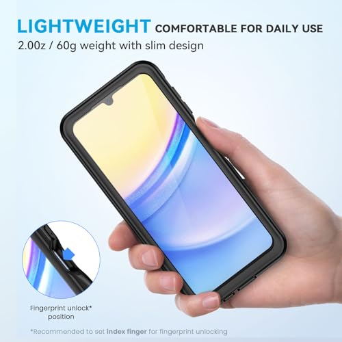 Lanhiem for Samsung Galaxy A15 5G Phone Case, IP68 Waterproof Dustproof Cover with Screen Protector, Heavy Duty Full Body Protective Case for Samsung Galaxy A15 5G, Black/Clear - color: Black