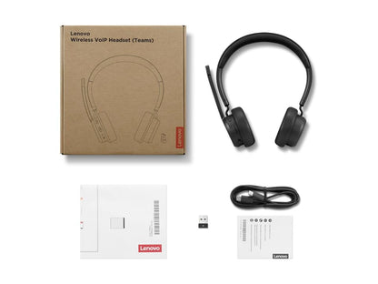 Lenovo Wireless VoIP Headset Teams Certified, Noise-Canceling Mic, Bluetooth 5.3 Multipoint, USB-A Receiver, 31-Hour Talk & 60-Hour Playback, Lightweight Over-Ear Design, Replaceable Earcups - style: Wireless - ENC (Teams)