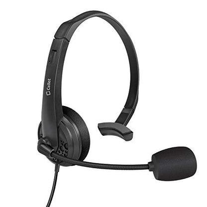 Cellet Wired Hands Free Headphones with 3.5mm Jack, Compatible to Computer Cellphone Headphone PC Skype Webinar Smart Phone Call Center Use Hands Free for delivery man Truck Driver