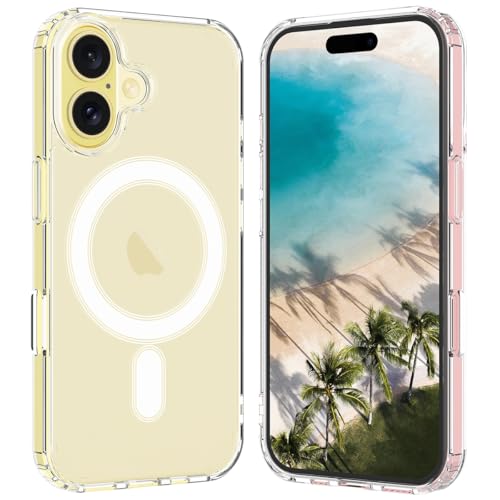 I&H for iPhone 16 6.1 inch Case Crystal Clear Non-Yellowing, Shockproof, Anti-Scratch, Transparent Hard Back Cover with Soft Bumper - size: For iPhone 16