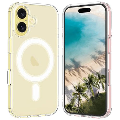 I&H for iPhone 16 6.1 inch Case Crystal Clear Non-Yellowing, Shockproof, Anti-Scratch, Transparent Hard Back Cover with Soft Bumper - size: For iPhone 16