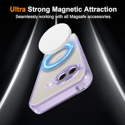 Magnetic Case for Google Pixel 10a Phone 2026 with Rotating Stand, Slim Non-Yellowing Transparent Clear Shockproof Cover with Wireless Charging (Purple) - color: Purple, size: Pixel 10a