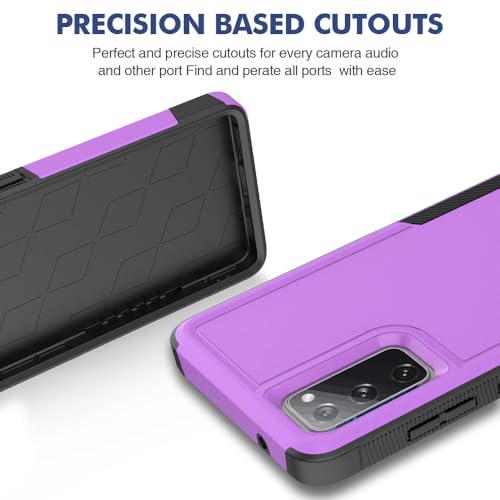 for Samsung Galaxy S20 FE 5G Case: Dual Layer Protective Heavy Duty Cell Phone Cover Shockproof Rugged with Screen Protector - Military Protection Bumper Tough - Samsung Galaxy S20 FE 5G, Purple - color: Purple (PC) + Black (TPU)