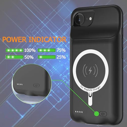Battery Case for iPhone 16e/17e, Upgraded 10800mAh Rechargeable Portable Extended Battery Pack Supported Qi Wireless Charging Case Compatible with iPhone 16e/17e(6.1 inch) Charger Cover(Black) - size: iPhone 16e/17e