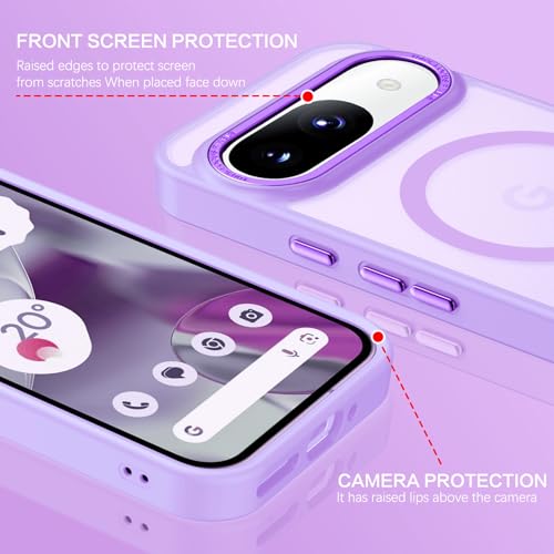 BENTOBEN for Google Pixel 9 Case [Compatible with Magsafe] Translucent Matte Magnetic Pixel 9 Case Slim Fit Shockproof Women Men Girls Boys Protective Phone Cases for Google Pixel 9 6.3", Light Purple - color: Light Purple
