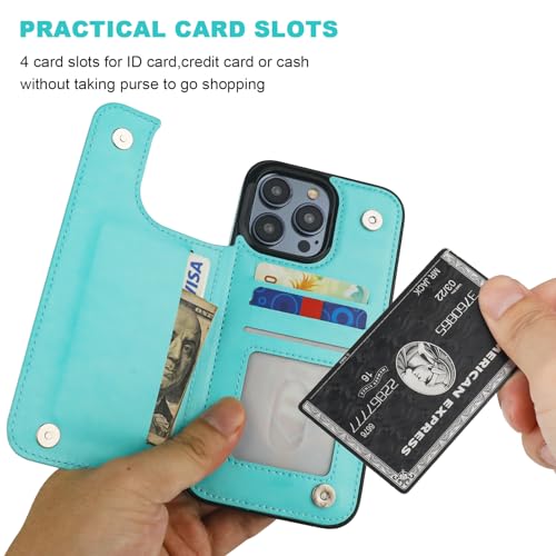 ONETOP for iPhone 15 Pro Max Wallet Case with Credit Card Holder,LightBlue | Kickstand,ID/Cash Holder,Case Wallet with Card Slots,Double Magnetic Clasp,Durable PU Leather Shockproof Cover for Women Men - color: Light Blue