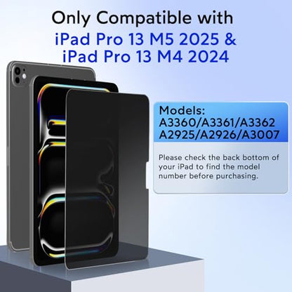 MOBDIK Privacy Screen Protector for iPad Pro 13 inch M5 2025 / M4 2024 - size: iPad Pro 13" 2025/2024