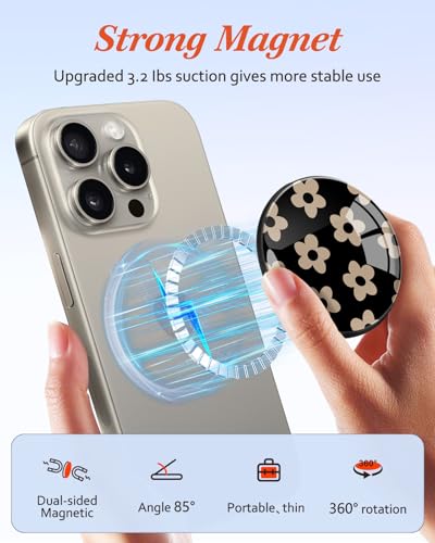 Magnetic Phone Grip, Cute Finger Grip Phone Stand, Small Flower - color: Small Flower