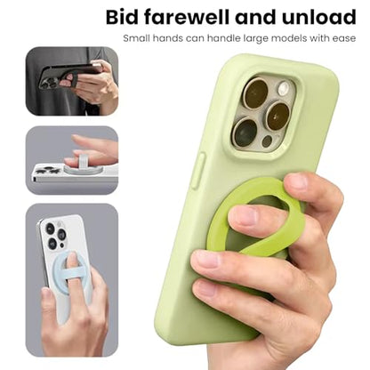 Magnetic Silicone Phone Grip Ring Holder Compatible with MagSafe Phone Case - color: Mustard Green
