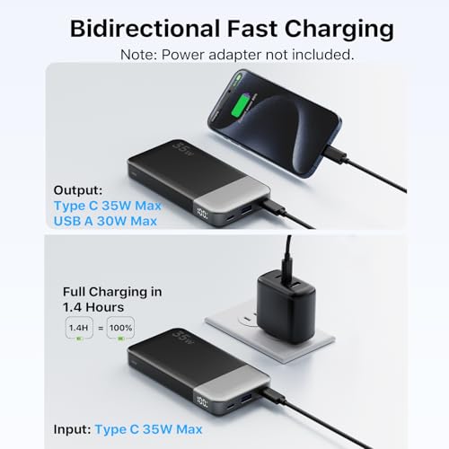NOBIS Power Bank 35W 10000mAh Portable Charger - color: Black