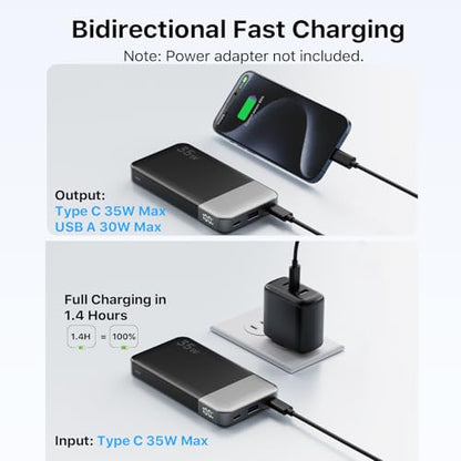 NOBIS Power Bank 35W 10000mAh Portable Charger - color: Black