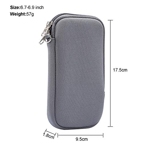 Neoprene Cell Phone Sleeve Zipper Phone Pouch Case for Samsung Galaxy S26 Ultra S25 Ultra S24 Ultra S23 Ultra A17 A16 A26 A36 A56 A15 A25 A35 A55 A14 A13 A07 A06 A05 A04 A03s, iPhone 16 Pro Max (Gray) - color: Gray