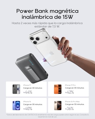 CUKTECH Qi2 Certified 15W Magnetic Power Bank, 10000mAh Battery Pack - color: Qi2 15W Wireless