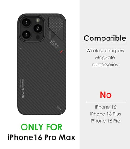 Aulumu A16 Aramid Fiber iPhone 16 Pro Max Case | 1500D Ultra Slim Woven | Real Cooling | Compatible with MagSafe - size: iPhone 16 Pro Max