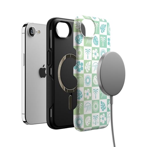 Casely iPhone 16e Case | Pura Vida | Coastal Checkers | Bold Protective Design | Compatible with MagSafe - color: Pura Vida | Coastal Checkers