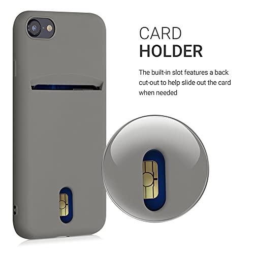 kwmobile Case Compatible with Apple iPhone SE (2022) / iPhone SE (2020) / iPhone 8 / iPhone 7 - Soft TPU Phone Cover with Card Holder and Silicone Finish - Stone Dust - color: Stone Dust