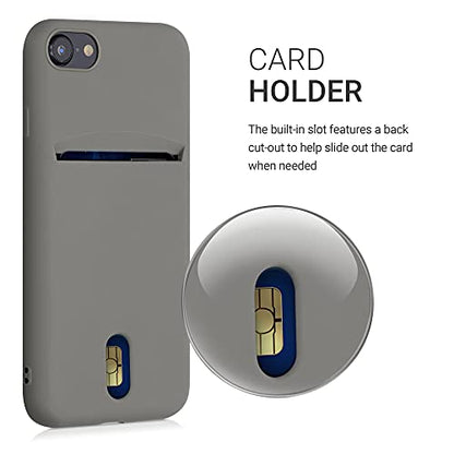 kwmobile Case Compatible with Apple iPhone SE (2022) / iPhone SE (2020) / iPhone 8 / iPhone 7 - Soft TPU Phone Cover with Card Holder and Silicone Finish - Stone Dust - color: Stone Dust