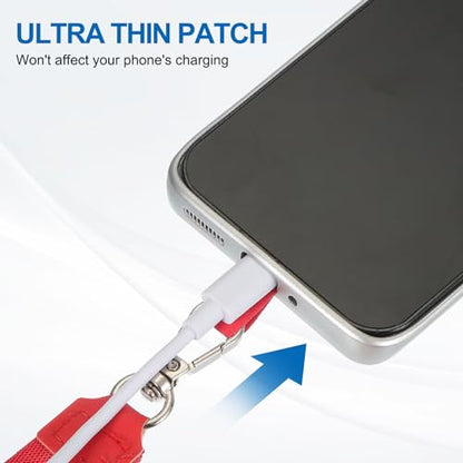 PATIKIL Smart Phone Lanyard with Wrist Strap and Patches for Most Smartphones ID Badges Keychain - color: Light Red